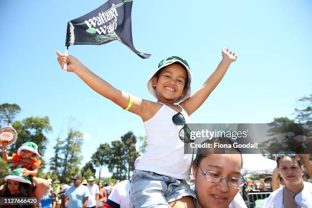 Kyrah-Lee Johnson-Maui enjoys the music at Hoani Waititi Marae to commemorate Waitangi Day on February 06, 2019 in Auckland, New Zealand, New...