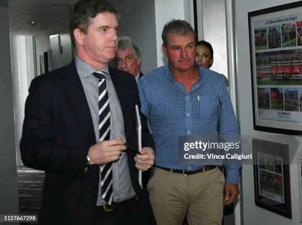 Trainer Darren Weir is seen leaving after being disqualified by the Racing Appeals and Disciplinary Board for four years at Racing Victoria on...