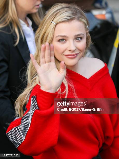 Chloe Grace Moretz is seen arriving at 'Jimmy Kimmel Live' on February 26, 2019 in Los Angeles, California.