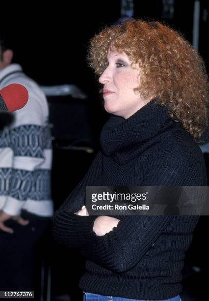 Singer Bette Midler rehearses for her concert "An Intimate Evening with Bette" on January 12, 1978 at the Copacabana in New York City.
