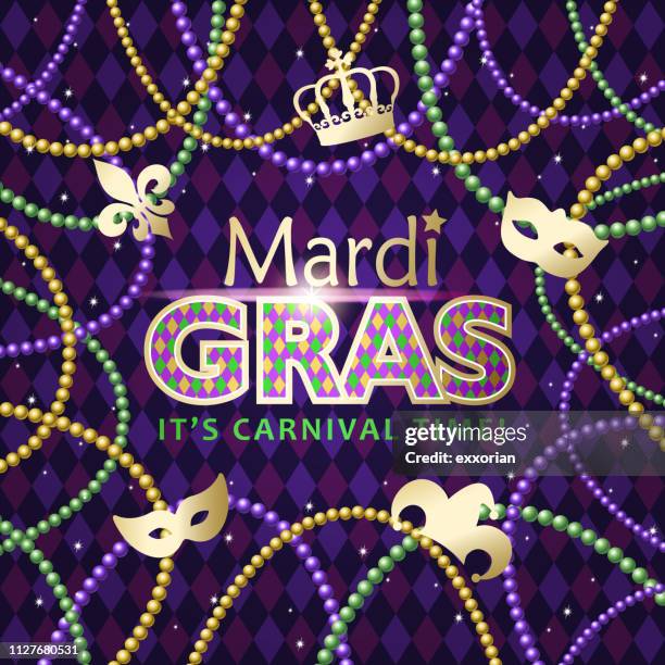 mardi gras carnival time - mask hanging stock illustrations
