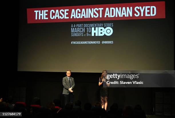 Host/film producer Thom Powers and director/executive producer Amy Berg introduce NY premiere of HBO's "The Case Against Adnan Syed" at PURE NON...