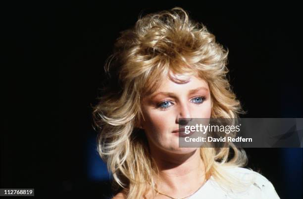 Bonnie Tyler, British singer, during a live concert performance at the Montreux Rock Festival, in Montreux, Switzerland, 1984.