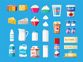 Dairy products set. Collection of milk food.