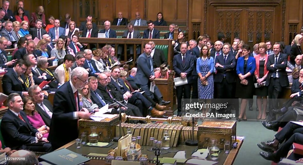 Pm Questions Labour leader Jeremy Corbyn speaks during Prime Minister's Questions ...