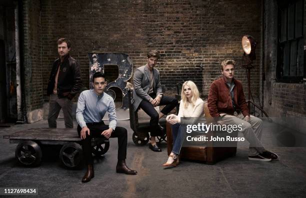The Cast of Bohemian Rhapsody from left to right: Joseph Mazzello, Rami Malek, Gwilym Lee, Lucy Boynton and Ben Hardy are photographed on June 14,...