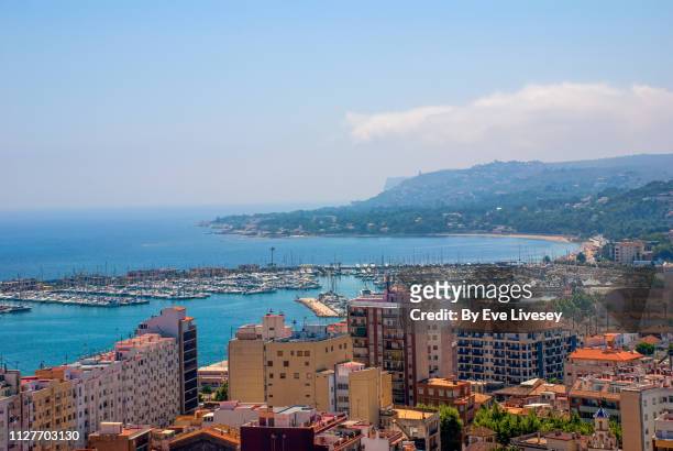 high angle view of denia town & marina - denia 個照片及圖片檔
