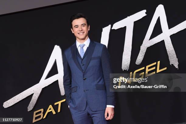 Keean Johnson attends the premiere of 20th Century Fox's 'Alita: Battle Angel' at Westwood Regency Theater on February 05, 2019 in Los Angeles,...