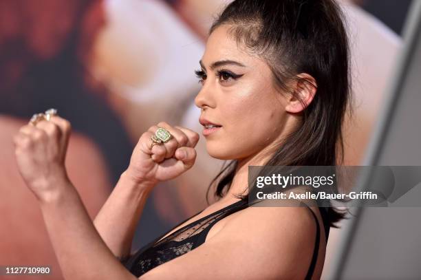 Rosa Salazar attends the premiere of 20th Century Fox's 'Alita: Battle Angel' at Westwood Regency Theater on February 05, 2019 in Los Angeles,...