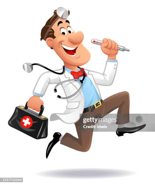 running doctor - doctor humor stock illustrations