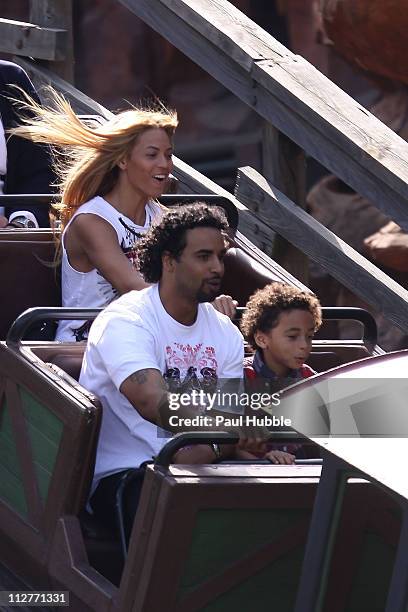 Beyonce Knowles and her nephew Daniel sighted at Disneyland Resort Paris on April 21, 2011 in Paris, France.