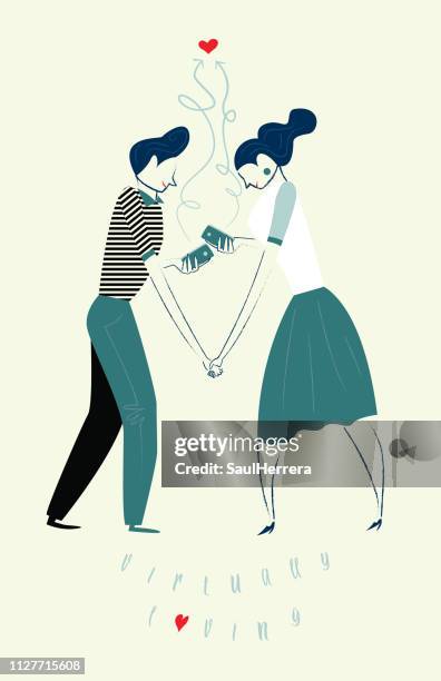 virtually loving - fiancé stock illustrations