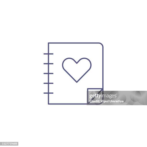 notebook with heart flat icon - binder cover stock illustrations