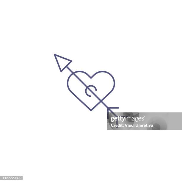 heart and arrow flat design valentine's day romance icon - pierced stock illustrations