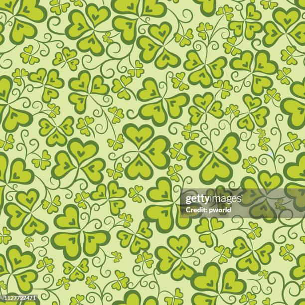 st. patrick's day seamless pattern with clover . - ireland pub stock illustrations
