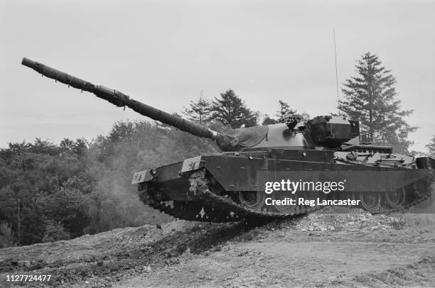 Chieftain tank at the Military Vehicles and Engineering Establishment, British defence research unit in Chertsey, UK, 7th August 1963.