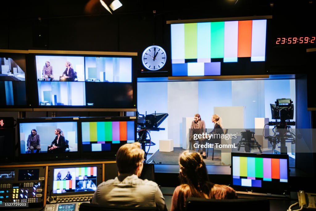 Students Experimenting With TV studio Equipment