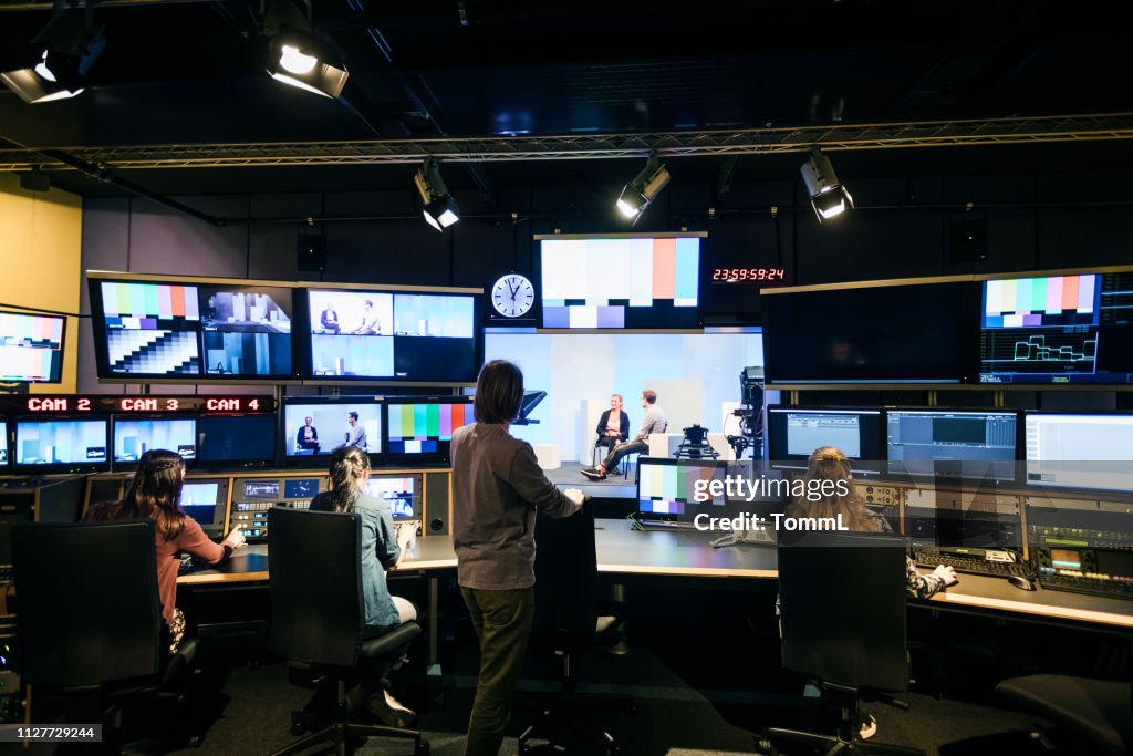 Group Of Students Working In TV Studio