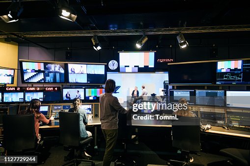 Group Of Students Working In TV Studio Group Of Students Working In TV Studio