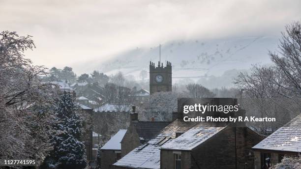 english village on a cold winter morning - snowy village stock pictures, royalty-free photos & images