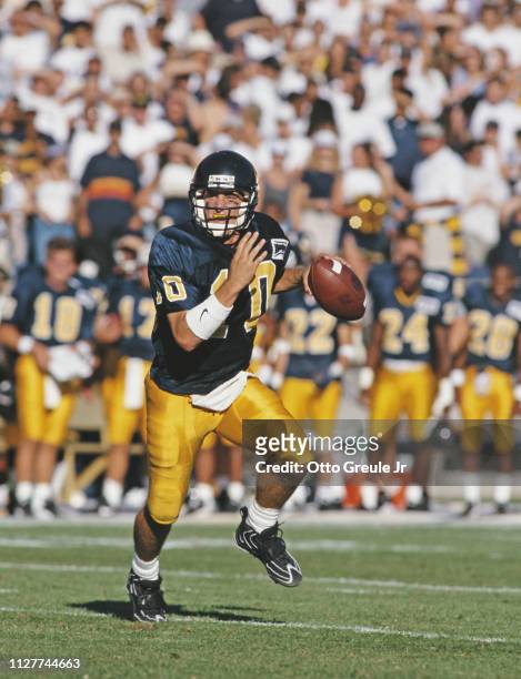 Justin Vedder, Quarterback for the University of California, Berkeley Golden Bears runs the ball during the NCAA Big 12 college football game against...
