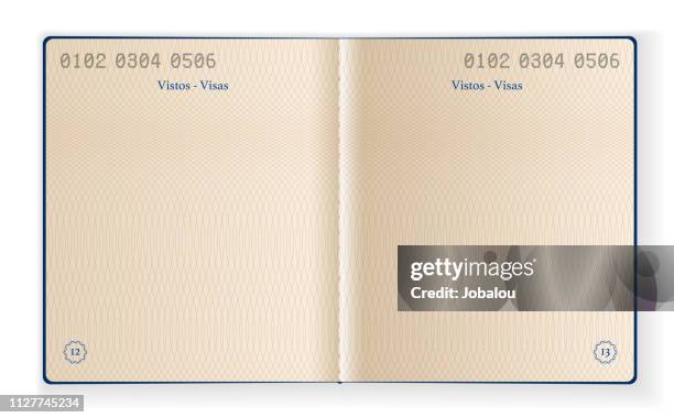 ilustraciones, imágenes clip art, dibujos animados e iconos de stock de plantilla interior pasaporte en blanco - pasaporte