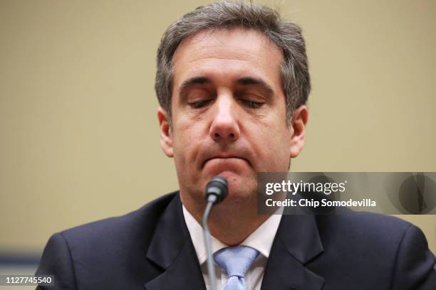 Michael Cohen, former attorney and fixer for President Donald Trump, testifies before the House Oversight Committee on Capitol Hill February 27, 2019...
