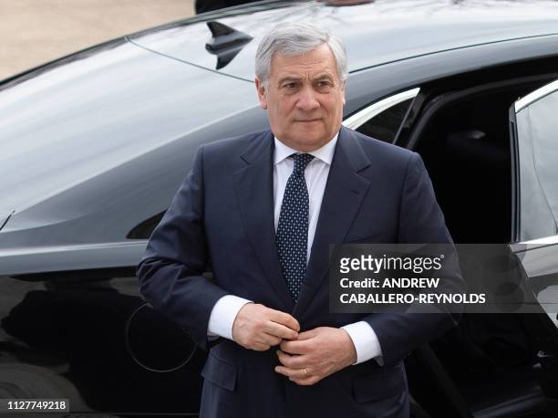 European Parliament President Antonio Tajani arrives for a meeting with Organization of American States Secretary General Luis Almagro at the OAS...