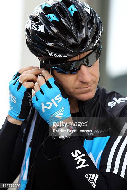 Kurt-Asle Arvesen of Norway and SKY Procycling prepares for a training ride during a SKY Procycling team training camp in Puerto Alcudia, on January...