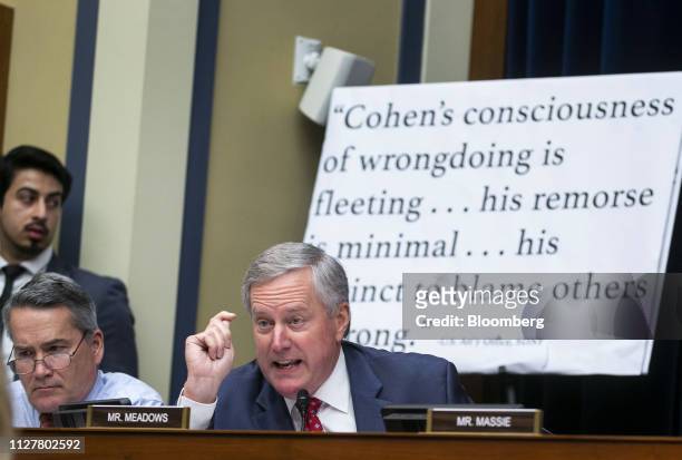 Representative Mark Meadows, a Republican from North Carolina, speaks during a hearing with Michael Cohen, former personal lawyer to U.S. President...