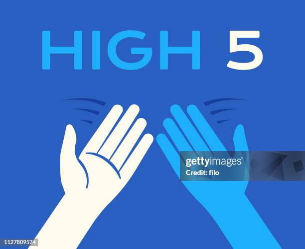 high 5 - congratulations blue background stock illustrations