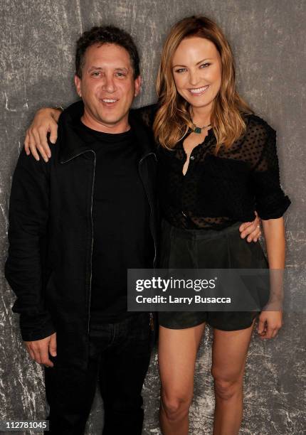 Director Steven Silver and actress Malin Akerman visit the Tribeca Film Festival 2011 portrait studio on April 21, 2011 in New York City.