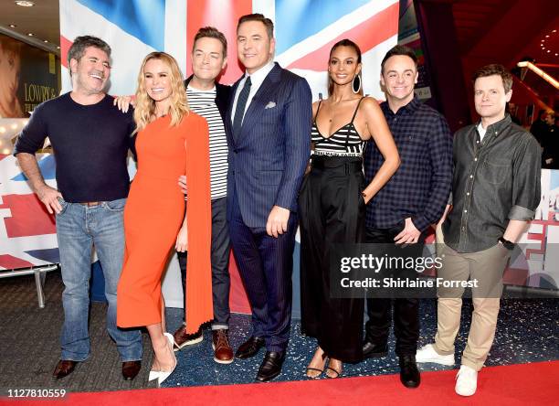 Simon Cowell, Amanda Holden, Stephen Mulhern, David Walliams, Alesha Dixon, Anthony McPartlin and Declan Donnelly during the 'Britain's Got Talent'...