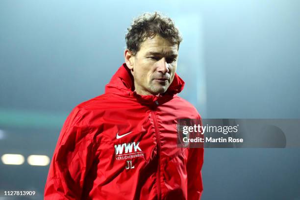 Assistant Manager of FC Augsburg, Jens Lehman during the DFB Cup match between Holsein Kiel and FC Augsburg at Holstein-Stadion on February 06, 2019...