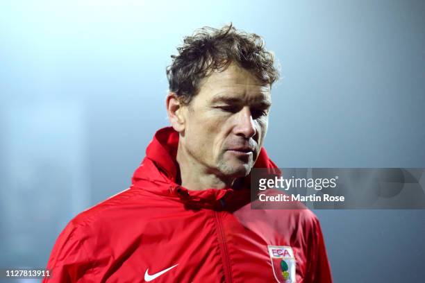 Assistant Manager of FC Augsburg, Jens Lehman during the DFB Cup match between Holsein Kiel and FC Augsburg at Holstein-Stadion on February 06, 2019...