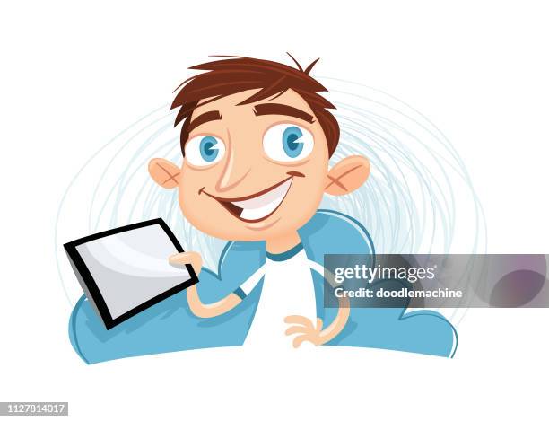 tablet kid - computer game character stock illustrations