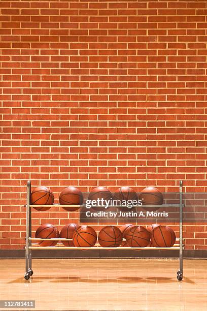 courtside basketball rack - sports ball rack stock pictures, royalty-free photos & images