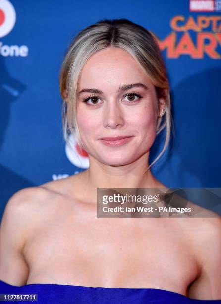 Brie Larson attending the Captain Marvel European Premiere held at the Curzon Mayfair, London. Picture date: Wednesday February 27, 2019. Photo...