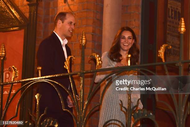 Prince William, Duke of Cambridge and Catherine, Duchess of Cambridge visit the Empire Music Hall on February 27, 2019 in Belfast, Northern Ireland....