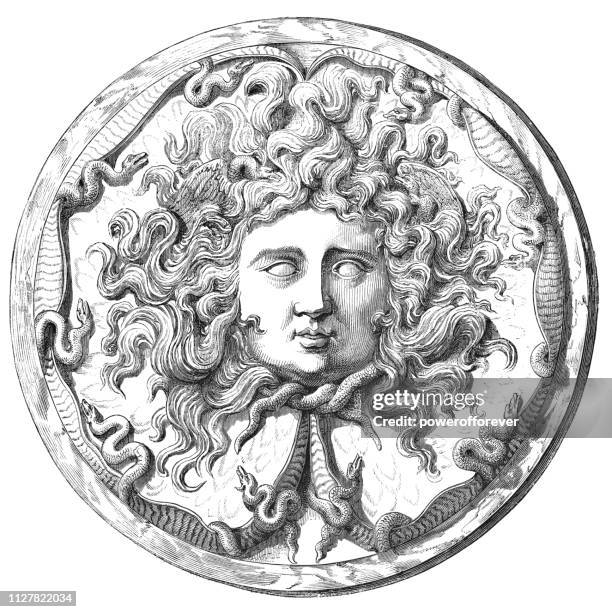 medusa on the farnese cup - 2nd century bc - medusa stock illustrations