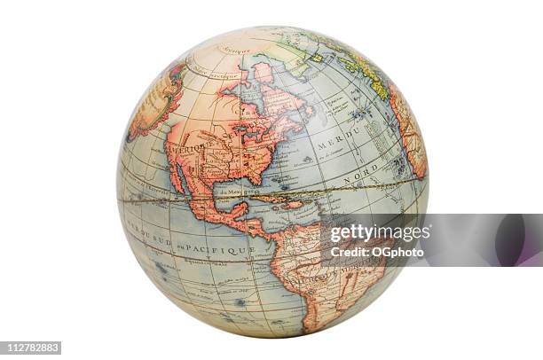 style antique monde - world map globe photos et images de collection