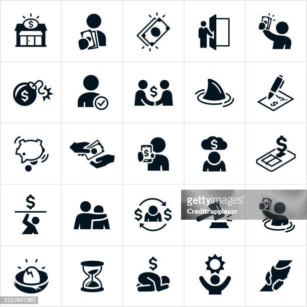 payday loan and debt icons - bankruptcy stock illustrations