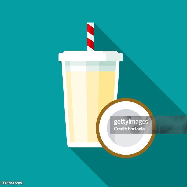 coconut smoothie icon - protein shake stock illustrations