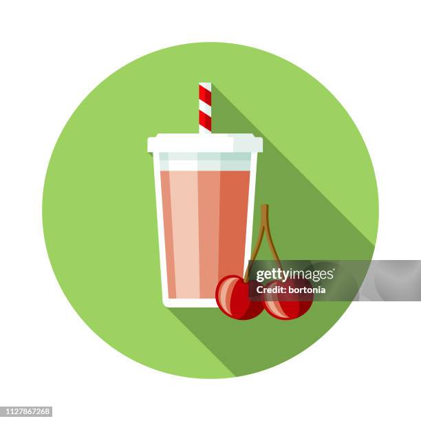 cherry smoothie icon - cherry smoothie stock illustrations