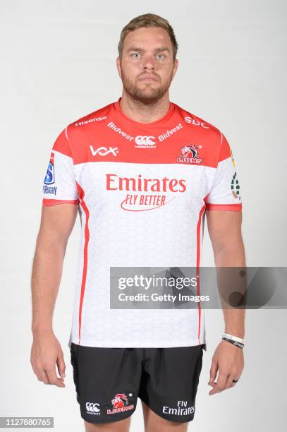 Andries Ferreira of the Lions during the Emirates Lions Headshots at Emirates Airline Park on January 24, 2019 in Johannesburg, South Africa.