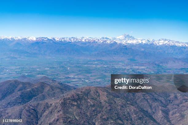 andes aerial view at dawn - los andes mountain range in santiago de chile chile stock pictures, royalty-free photos & images