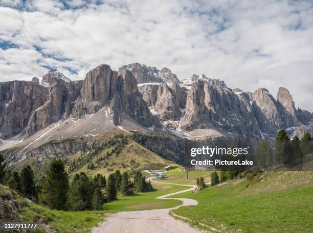 sella group, gardena pass, dolomites, italy - badia stock pictures, royalty-free photos & images