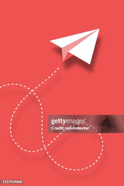 papier-flugzeug-design-hintergrund - mid air stock-grafiken, -clipart, -cartoons und -symbole