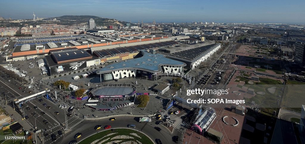 Aerial view of the Fira Gran Via Barcelona enclosure in the...