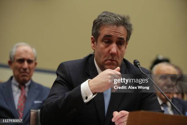 Michael Cohen, former attorney and fixer for President Donald Trump, gets emotional listening to Rep. Elijah Cummings give his closing statement...